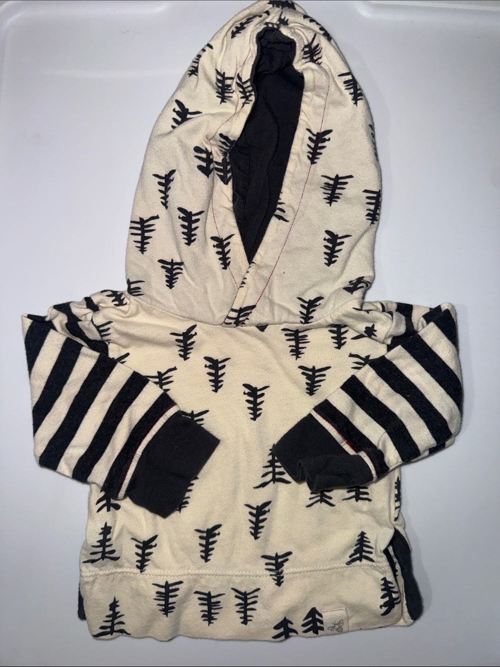 Burt's Bees Baby Cream & Black Hooded Pullover Top